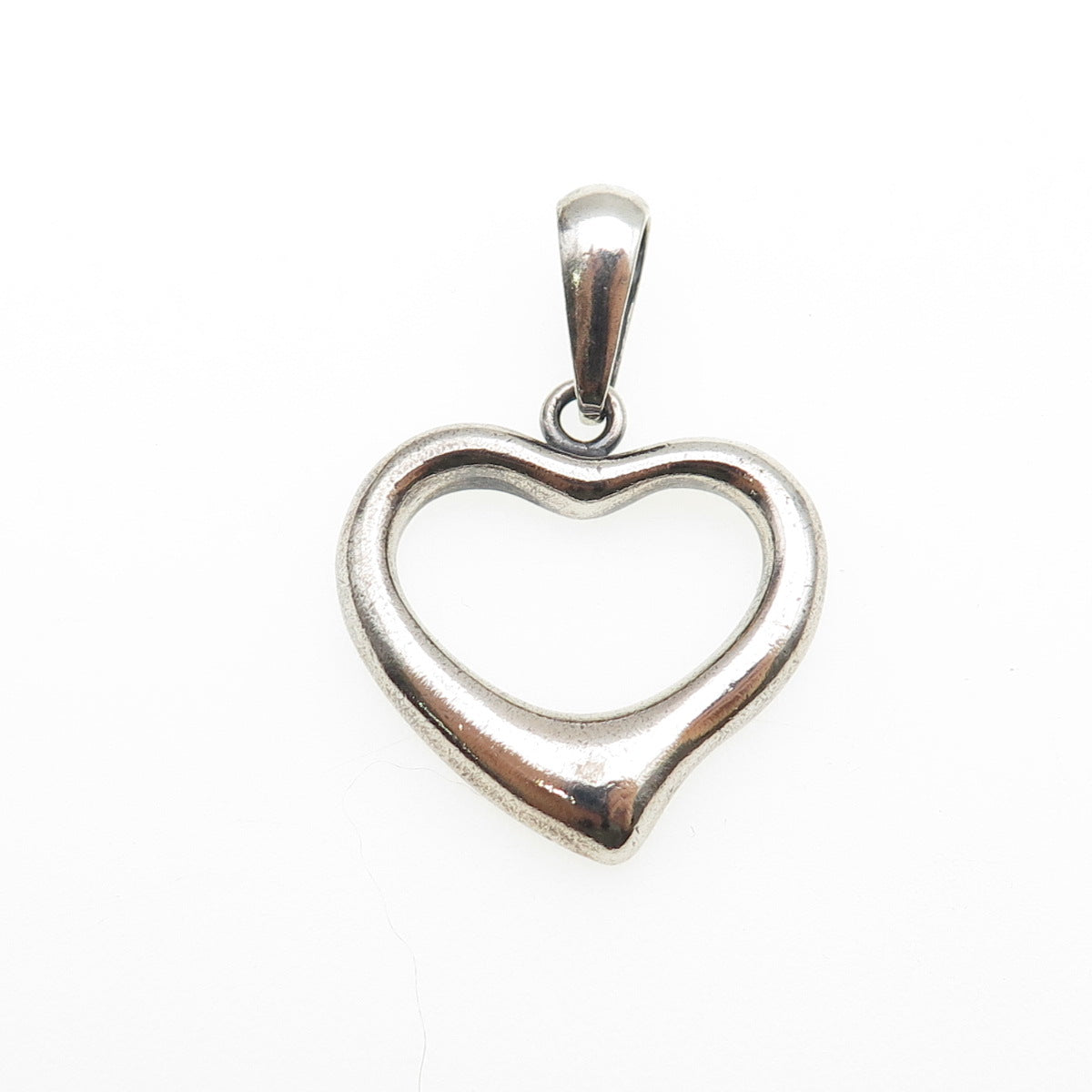 950 Silver Vintage Open Heart Oxidized Charm Pendant