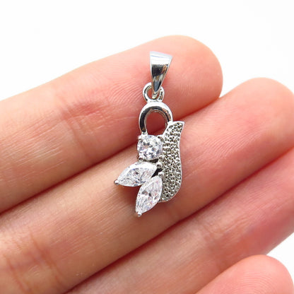 925 Sterling Silver C Z Textured Pendant