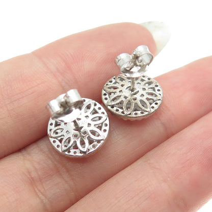 925 Sterling Silver Round-Cut Shaped C Z Stud Earrings