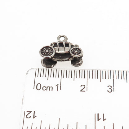 925 Sterling Silver Vintage Stagecoach / Carriage 3D Mini Charm Pendant