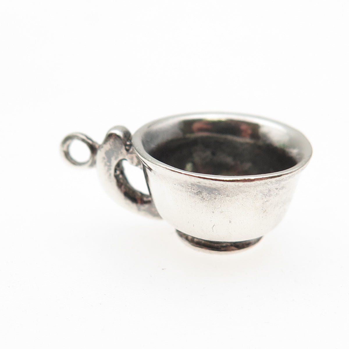 925 Sterling Silver Vintage Teacup Oxidized 3D Mini Charm Pendant