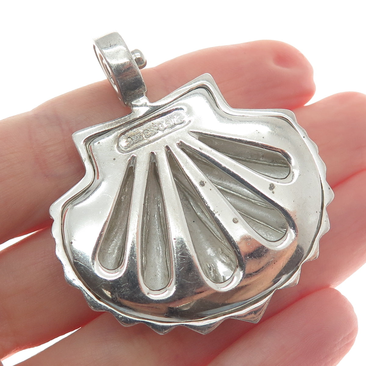 ESPO SIG Joseph Esposito 925 Sterling Silver Vintage Seashell Snap Pendant