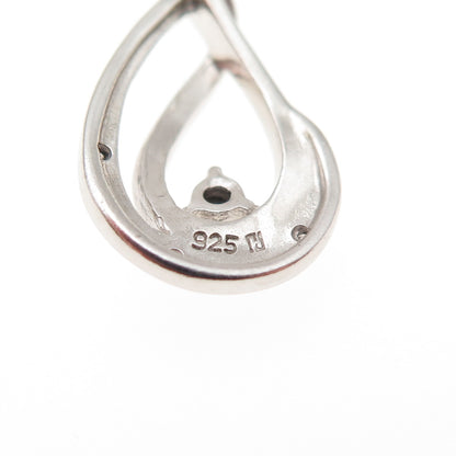 925 Sterling Silver Real Round-Cut Diamond Teardrop Cable Chain Necklace 18"