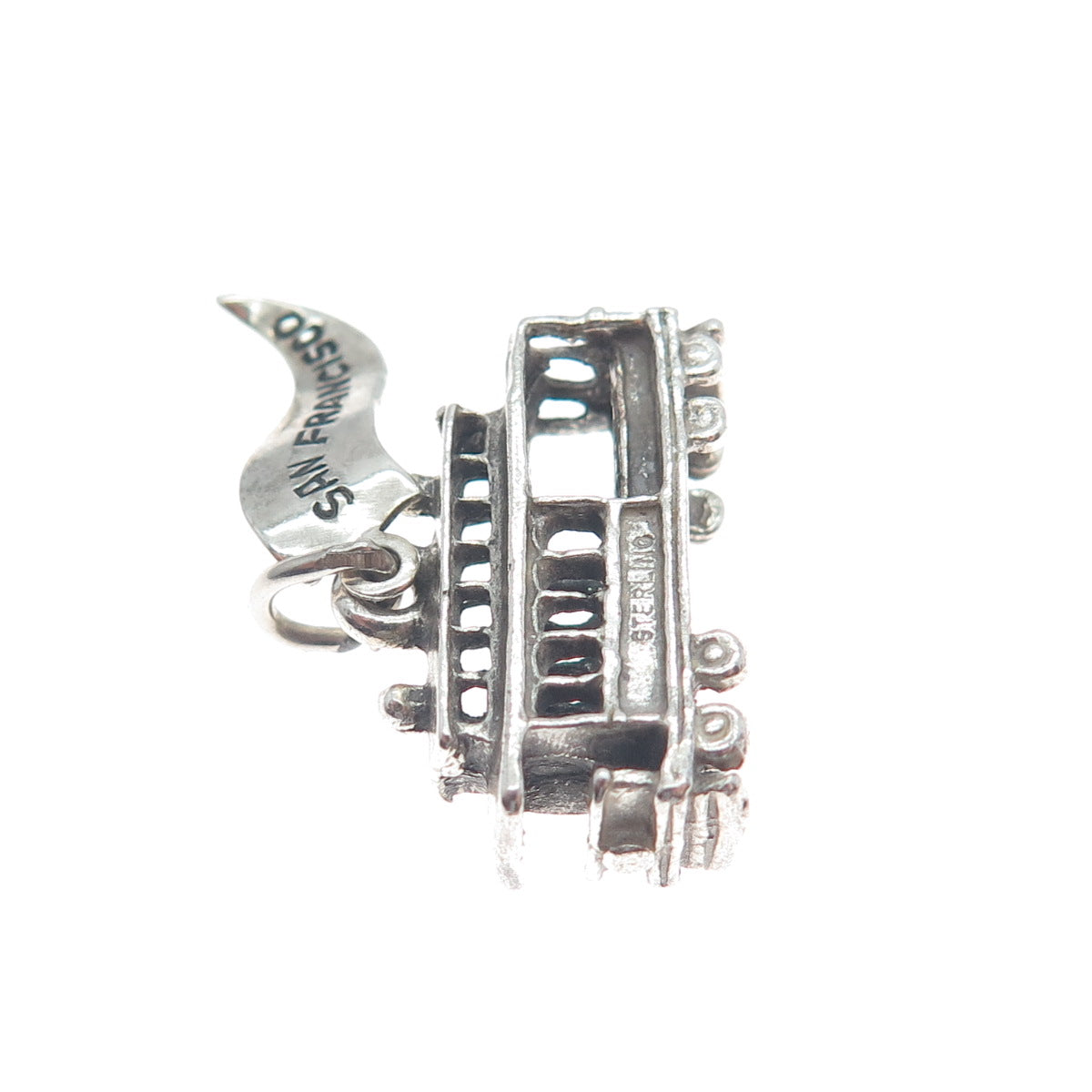 PACIFIC JEWELRY Sterling Silver Vintage SF Cable Car Oxidized 3D Mini Pendant