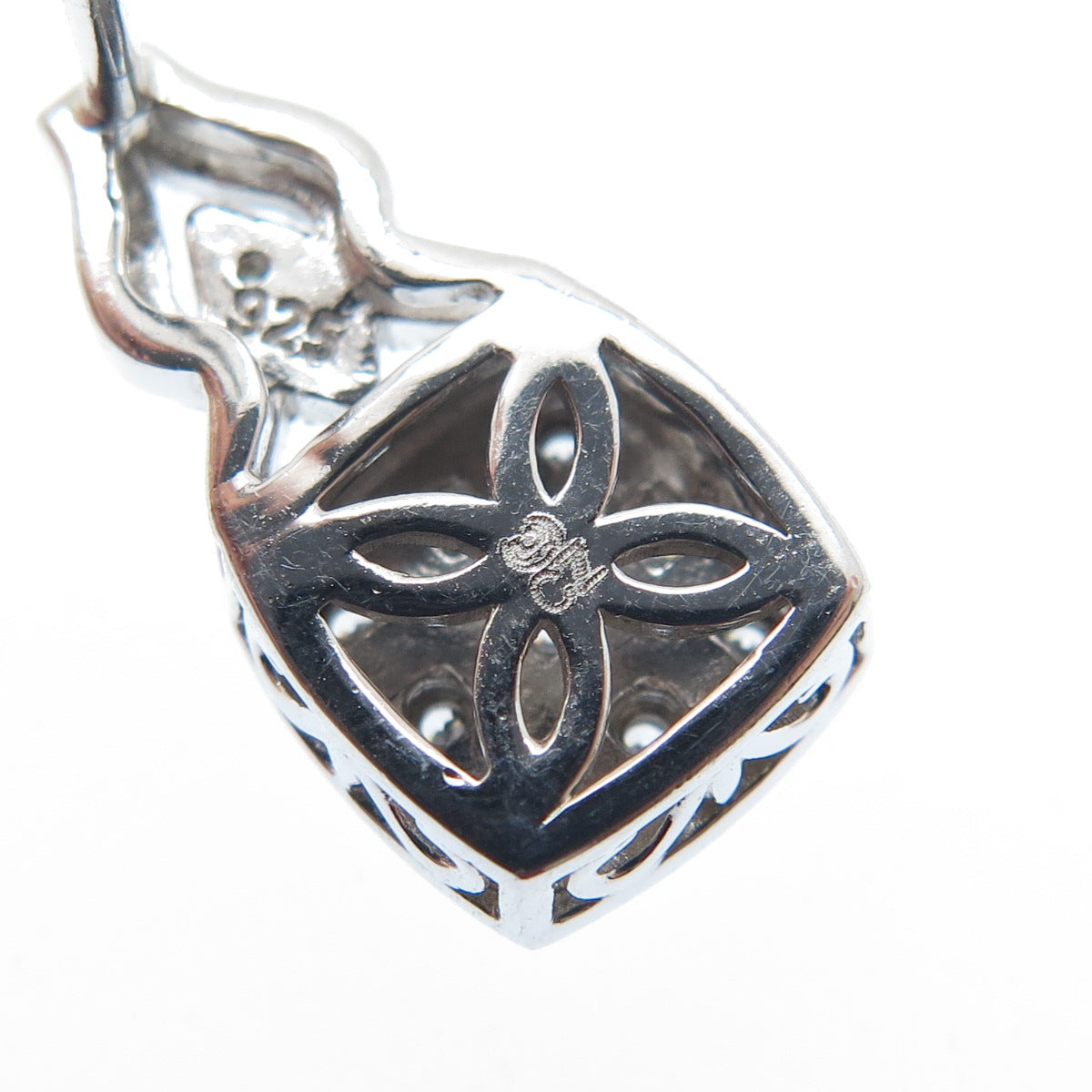 925 Sterling Silver Round-Cut C Z Cushion Drop Earrings