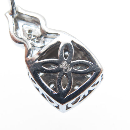 925 Sterling Silver Round-Cut C Z Cushion Drop Earrings