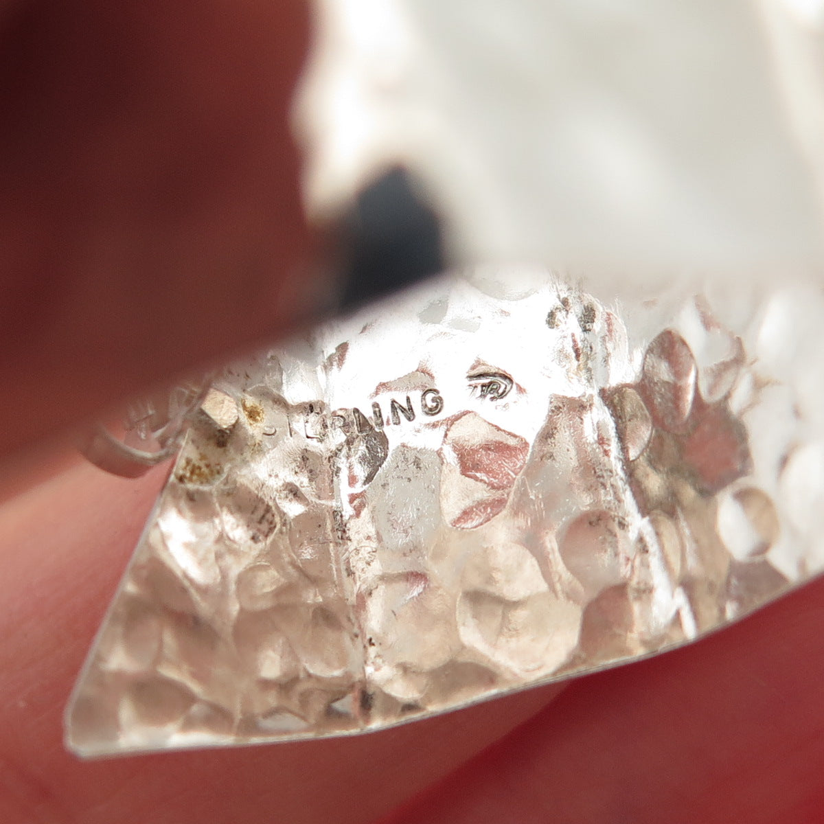 SUZENNE 925 Sterling Silver Gold Posts Vintage Modernist Hammered Hoop Earrings