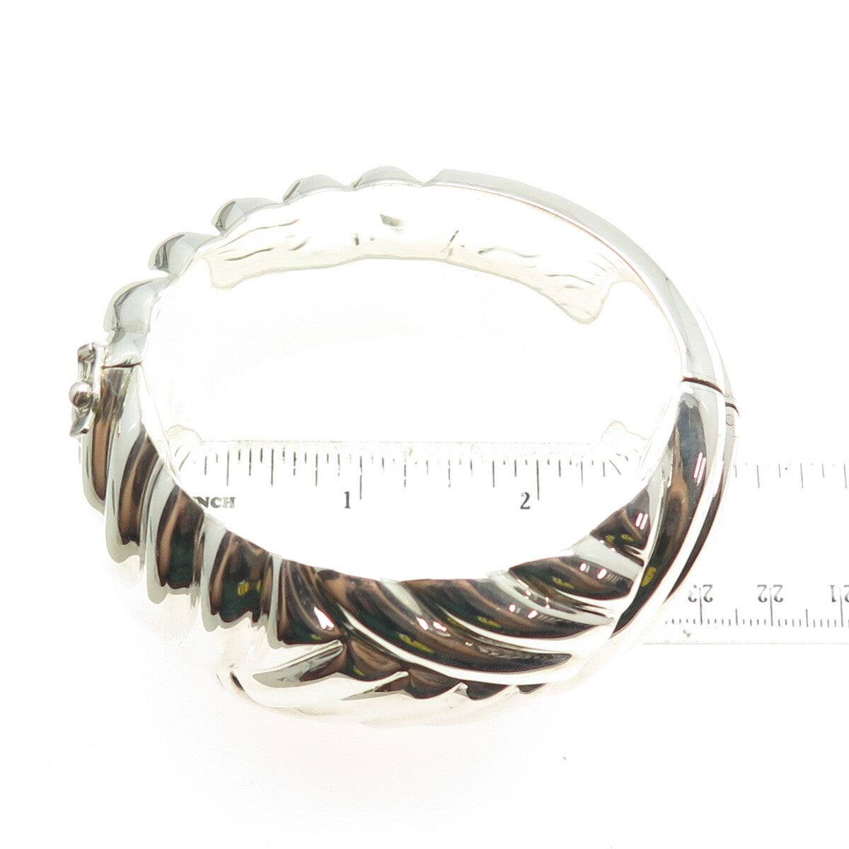 BAYANIHAN 925 Sterling Silver Vintage Modernist Heavy 154.2g Bangle Bracelet 7"