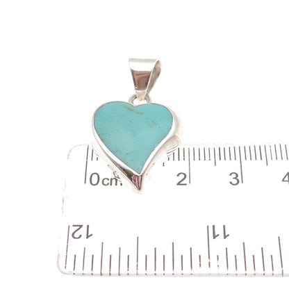 ANNIKA WITT Sterling Silver Vintage Mexico Real Turquoise Heart Charm Pendant