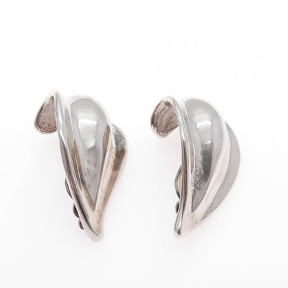 925 Sterling Silver Vintage Modernist Flame Clip On Earrings