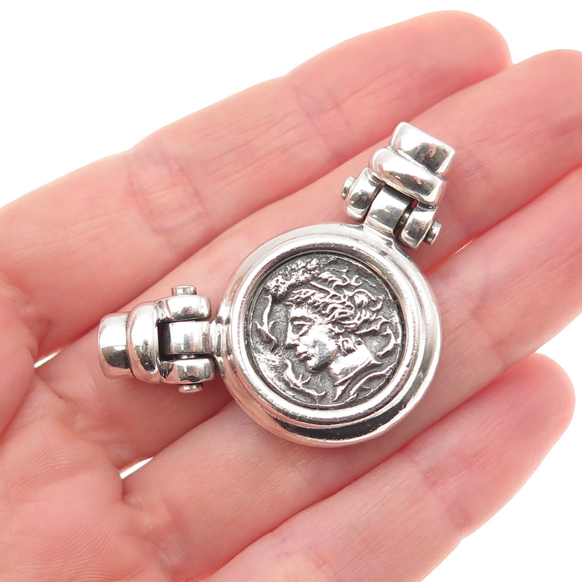 925 Sterling Silver Antique Art Deco Alexander the Great Centerpiece Pendant