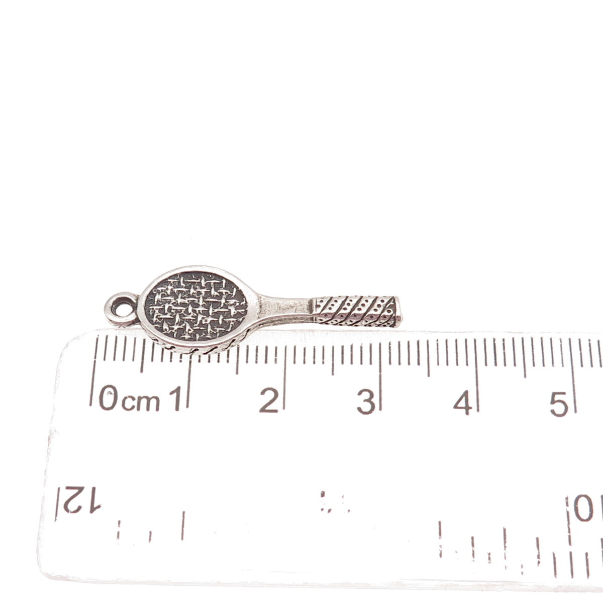Sunwest 925 Sterling Silver Vintage Tennis Racket Oxidized Charm Pendant