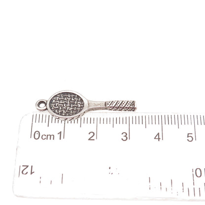 Sunwest 925 Sterling Silver Vintage Tennis Racket Oxidized Charm Pendant