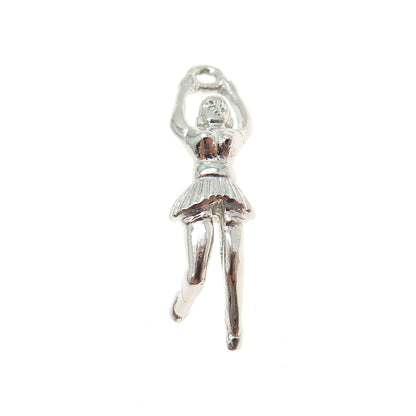 925 Sterling Silver Antique Art Deco Cheerleader 3D Pendant