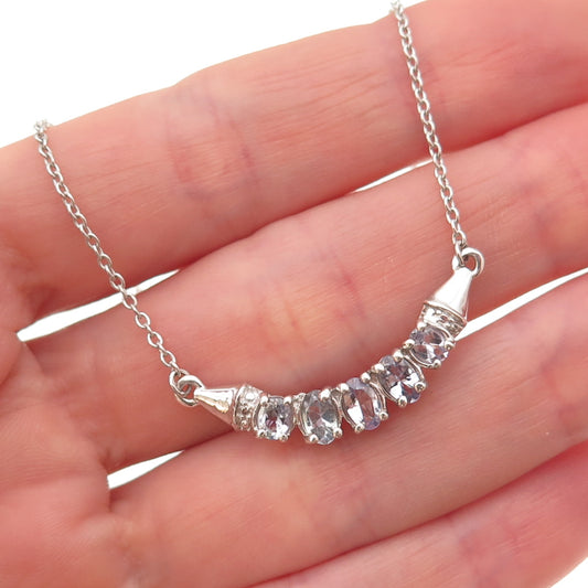 Chuck Clemency 925 Sterling Silver Real Tanzanite Cable Chain Necklace 18"