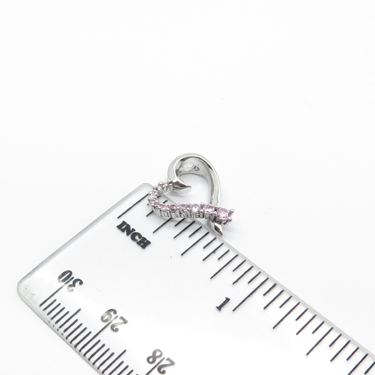 925 Sterling Silver SAI C Z Graduated Open Heart Minimalist Slide Pendant