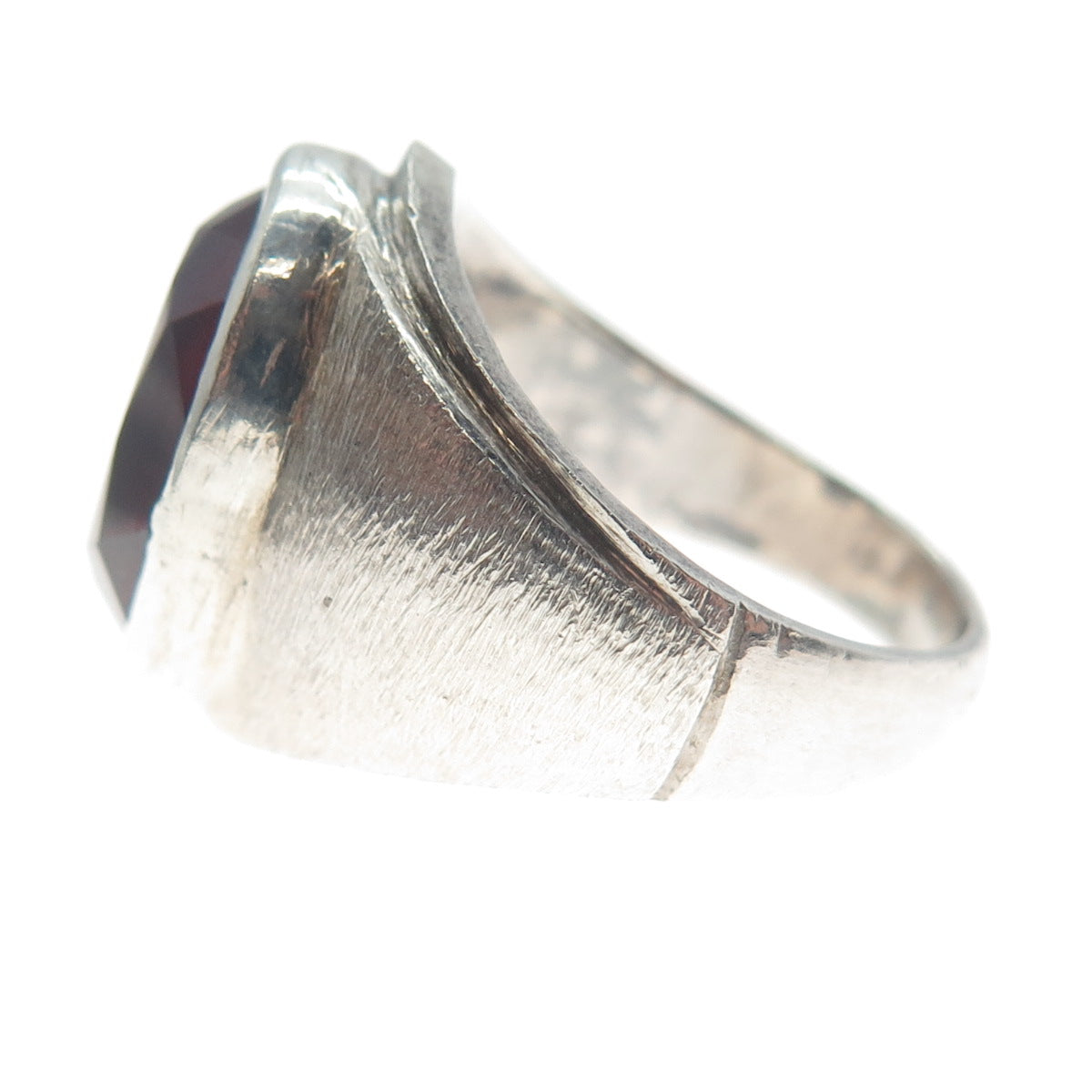 925 Sterling Silver Vintage Lab-Created Ruby Oxidized Ring Size 6