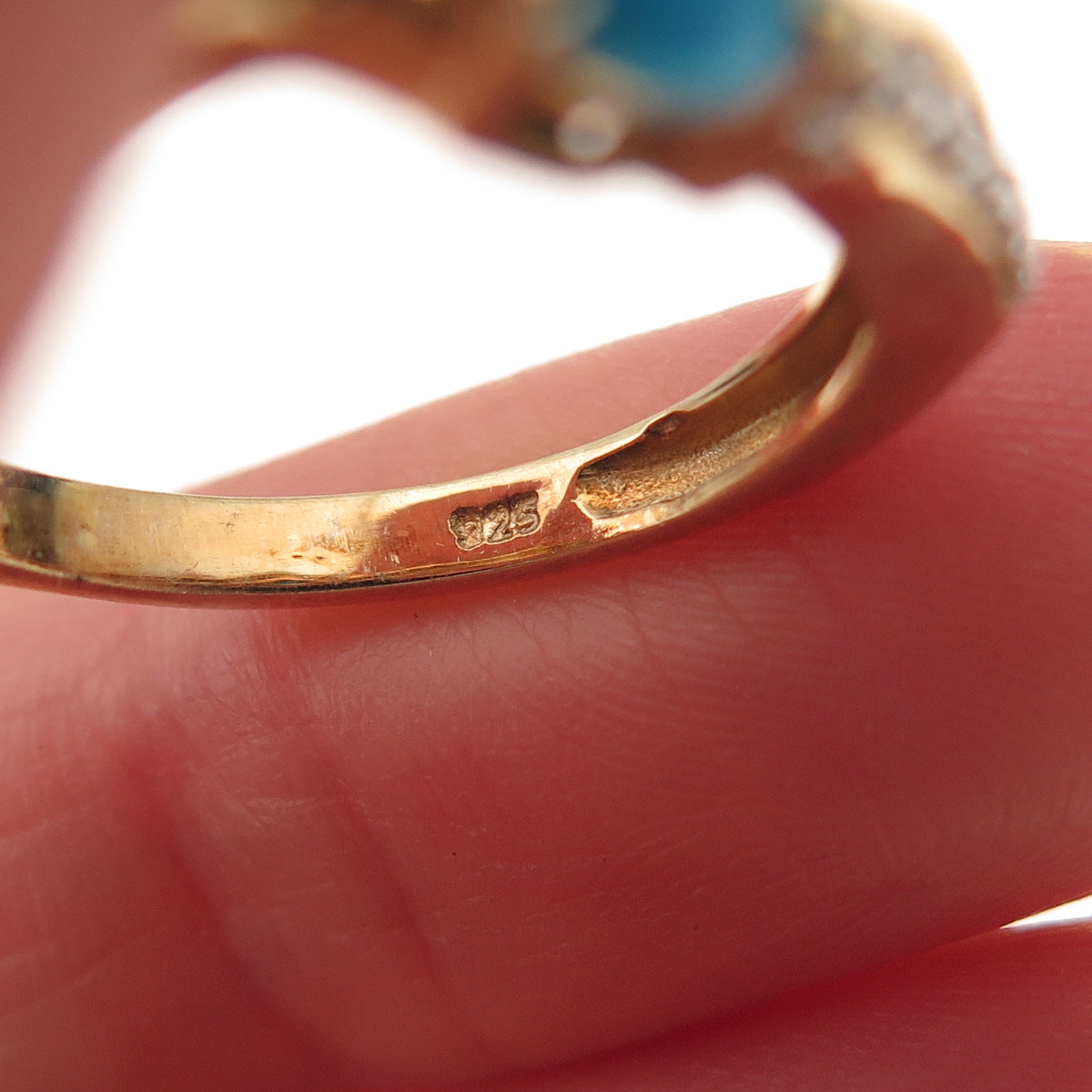 Chuck Clemency 925 Sterling Silver Gold Plated Real Turquoise Topaz Ring Size 8