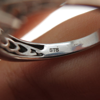 CHUCK CLEMENCY 925 Sterling Silver Real White Topaz Engagement Ring Size 7