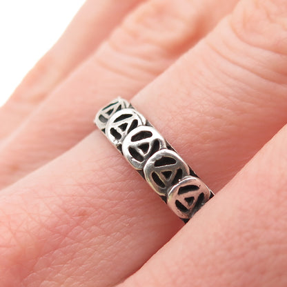 925 Sterling Silver Vintage Alcoholics Anonymous Oxidized Band Ring Size 9