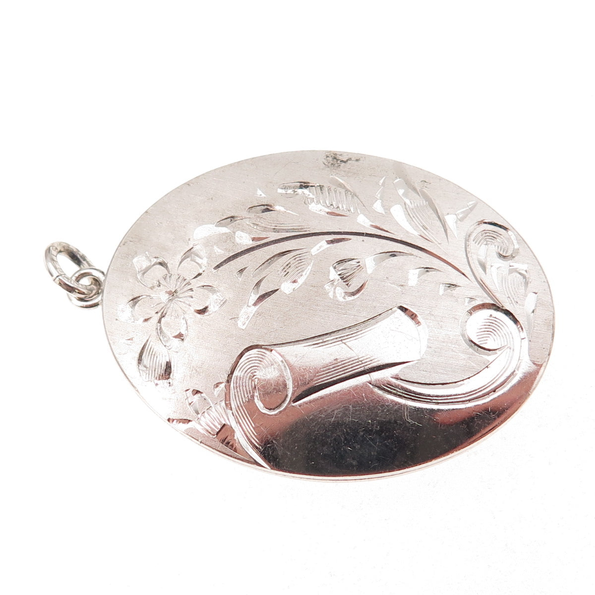 LeStage 925 Sterling Silver Vintage Engraved Floral Locket Pendant