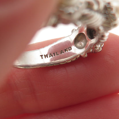 Judith Ripka 925 Sterling Silver Vintage Real Pearl Station Ring Size 6