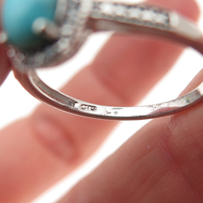 Chuck Clemency 925 Sterling Silver Real Diamond & Turquoise Ring Size 8