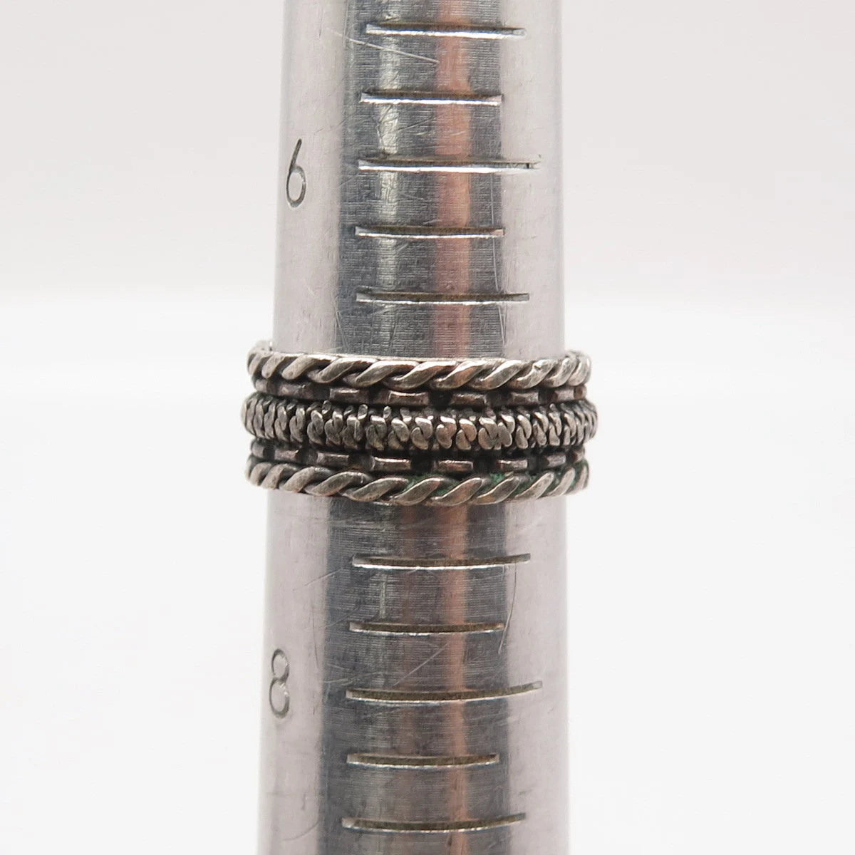 925 Sterling Silver Vintage Twisted Band Ring Size 7.25