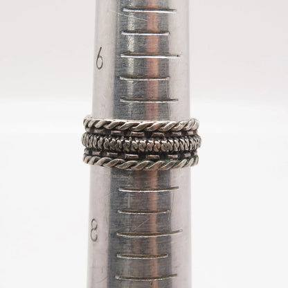 925 Sterling Silver Vintage Twisted Band Ring Size 7.25