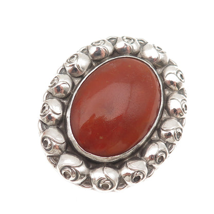 Anton Michelsen 925 Sterling Silver Vintage Denmark Real Amber Rose Pin Brooch