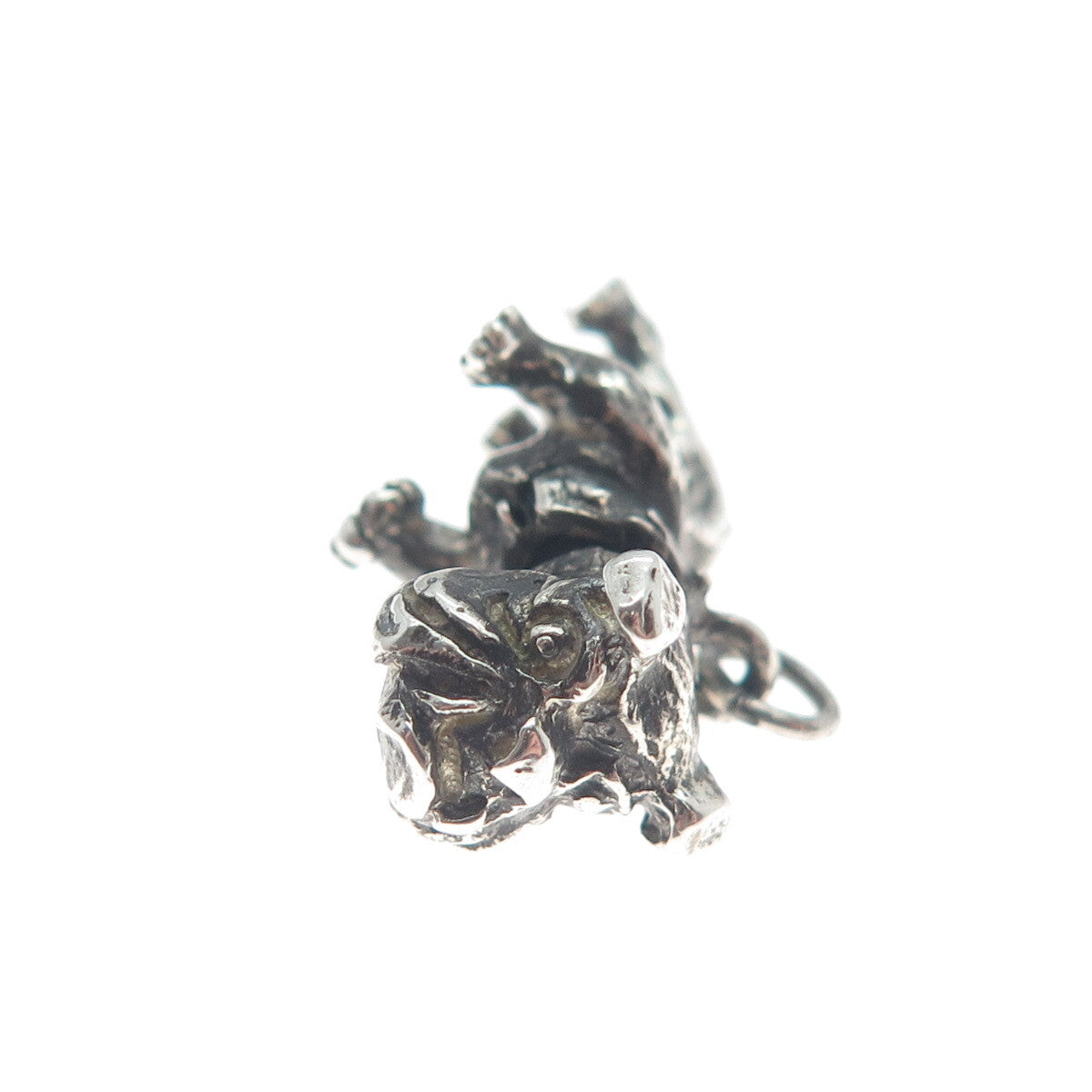 925 Sterling Silver Vintage Dog Oxidized Minimalist 3D Charm Pendant