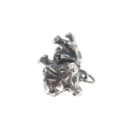 925 Sterling Silver Vintage Dog Oxidized Minimalist 3D Charm Pendant