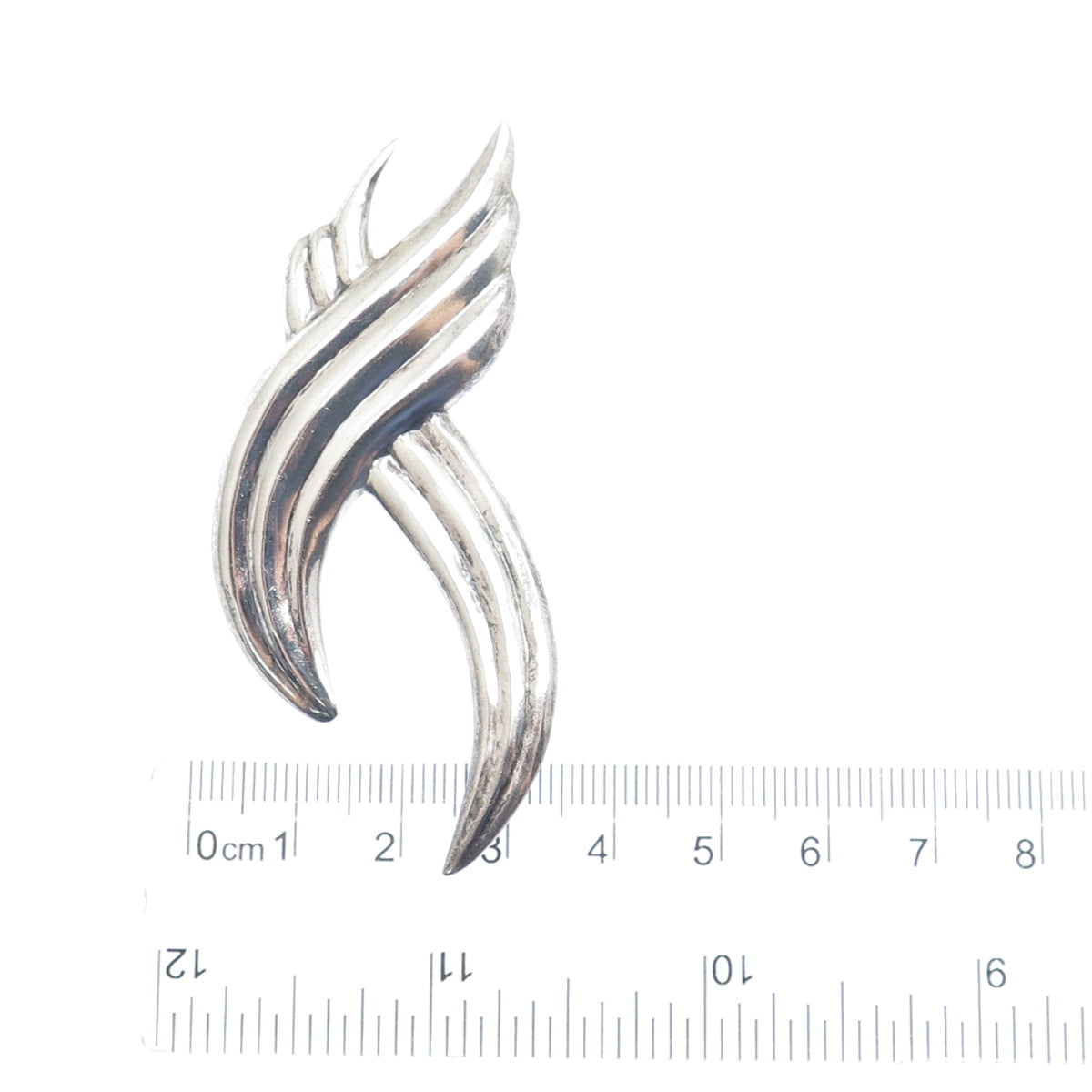 925 Sterling Silver Vintage Modernist Crisscross Oxidized Pin Brooch