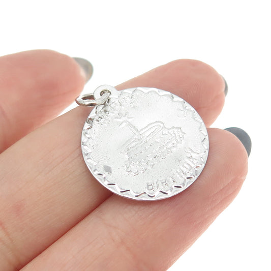 CREA 925 Sterling Silver Vintage Happy Birthday Round Charm Pendant