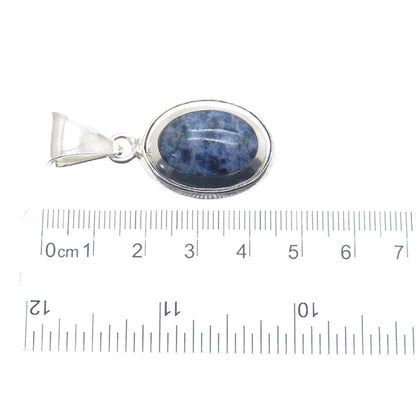 925 Sterling Silver Vintage Mexico Real Cabochon Sodalite Charm Pendant