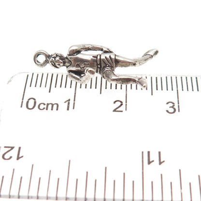 Sunwest 925 Sterling Silver Vintage Marathon Runner Oxidized 3D Charm Pendant