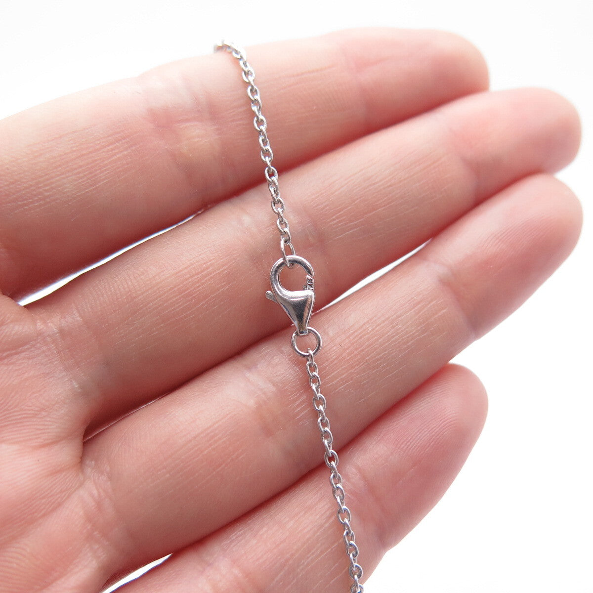 925 Sterling Silver C Z By The Yard Rolo Chain Necklace 17"