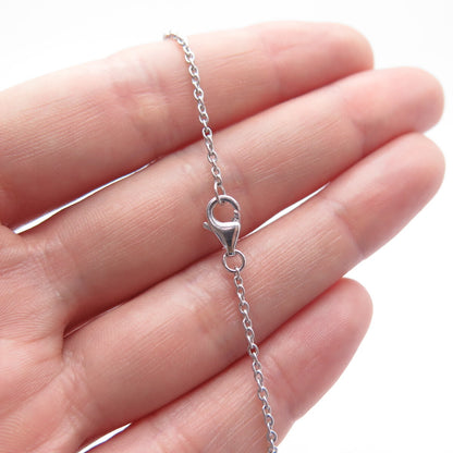 925 Sterling Silver C Z By The Yard Rolo Chain Necklace 17"