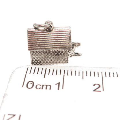 925 Sterling Silver Antique Art Deco Dog House 3D Mini Charm Pendant