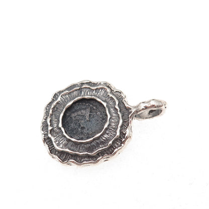 925 Sterling Silver Vintage Israel Ancient Coin Oxidized Charm Pendant