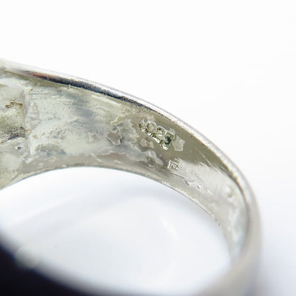 925 Sterling Silver Vintage HAN Ribbed Wide Ring Size 7.5