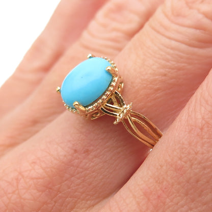 Chuck Clemency 925 Sterling Silver Gold Plated Real Turquoise Ring Size 8
