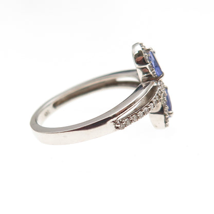 Chuck Clemency 925 Sterling Silver Real Tanzanite & White Topaz Ring Size 8