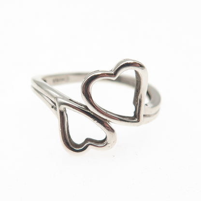 RL Richline 925 Sterling Silver Vintage Open Heart Bypass Ring Size 6.5