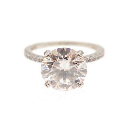 925 Sterling Silver Real Round-Cut Moissanite Engagement Ring Size 5.75