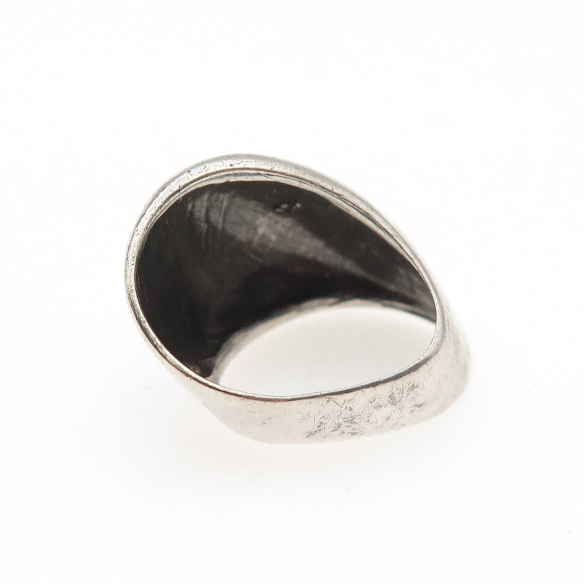925 Sterling Silver Vintage Modernist Dome Oxidized Ring Size 5