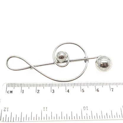LANG 925 Sterling Silver Vintage Treble Clef Music Pin Brooch