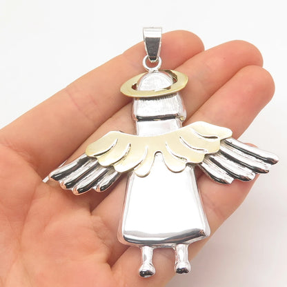 925 Sterling Silver 2-Tone Vintage Angel Pendant