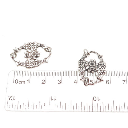 PERUZZI 925 Sterling Antique Art Deco SET of 2 Floral Bracelet / Necklace Parts