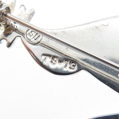 925 Sterling Silver Vintage Mexico Modernist Cat Pin Brooch